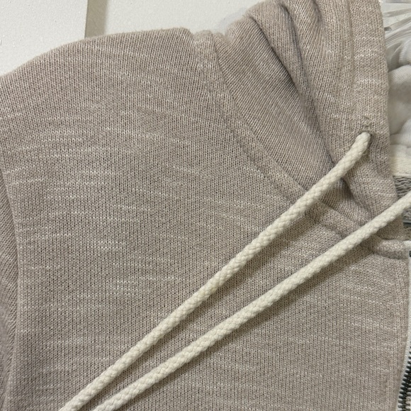 Forever 21 Terry Fleece Lighweight Beige Full Zip Hoodie Size Small - Picture 7 of 10